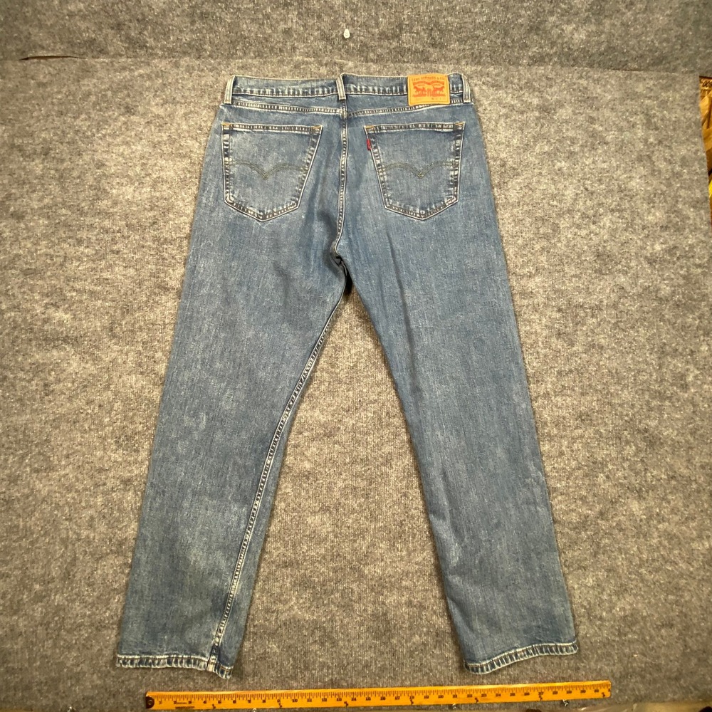 Levis 505 Mens Regular Fit Straight Leg Medium Wash Blue Denim Jeans 36x32